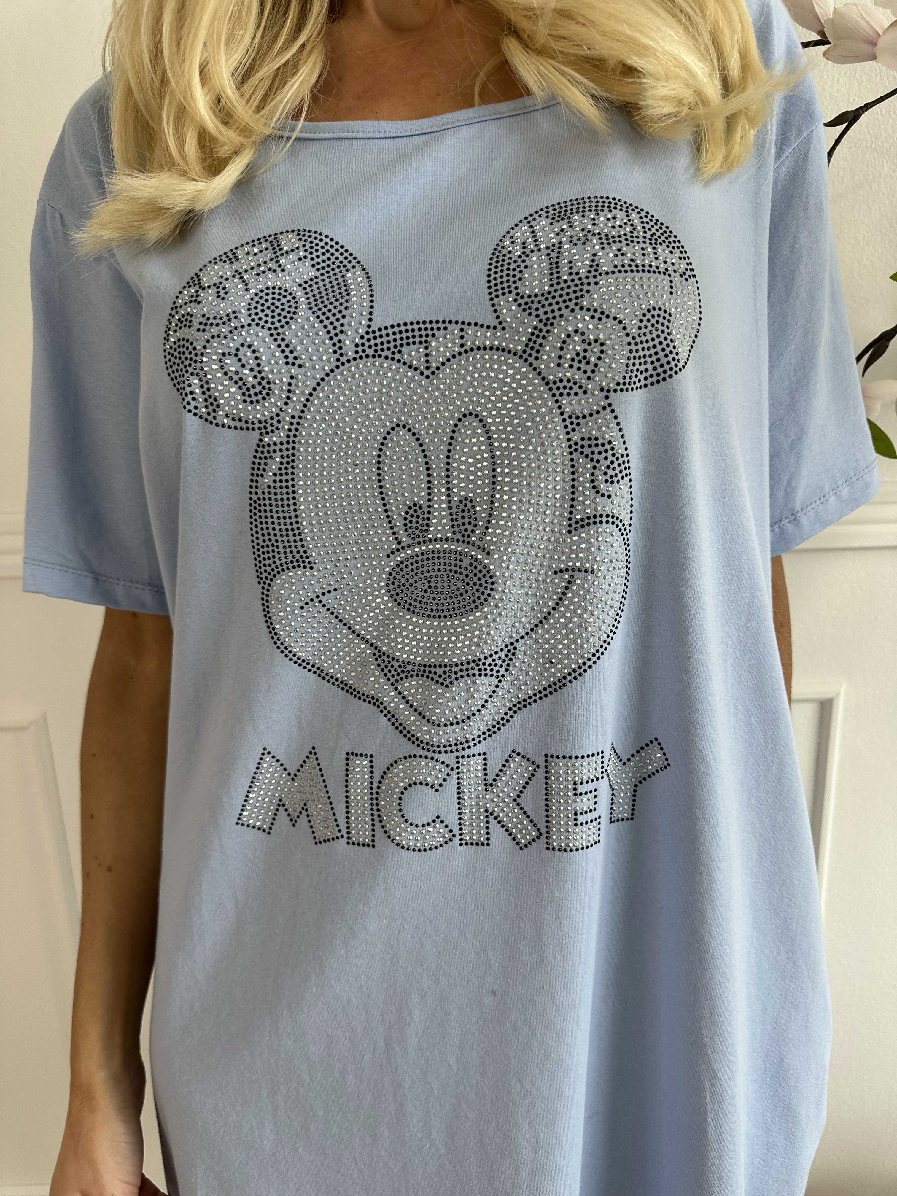 Mickey Dress - T-shirtklänning i bomull med kant i fuskpäls